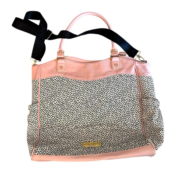 Betsey Johnson Roll Out Diaper Bag. Blush Pink & Black - Picture 1 of 10